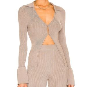 Revolve L’Acadamie Loch Rib Collar Sweater in Fossil